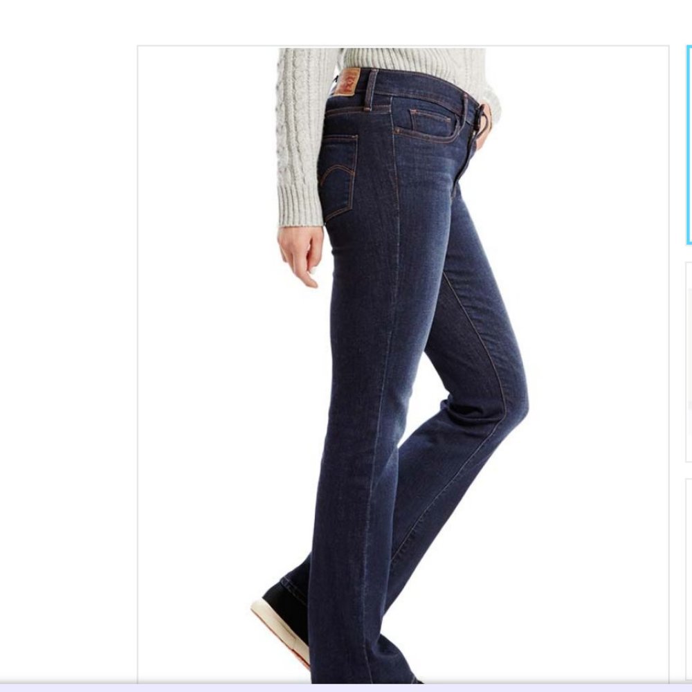 Levi's Slimming Bootcut dark wash Jeans Midrise Canyon 89%Cotton Zip Fly w28x32L